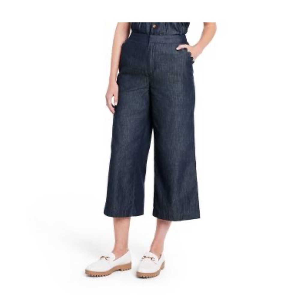 Women's Wide Leg Scallop Edge Pocket Cropped Pants - Kika Vargas x Target Indigo